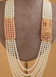 White And Peach Pearl Layered Mala For Men